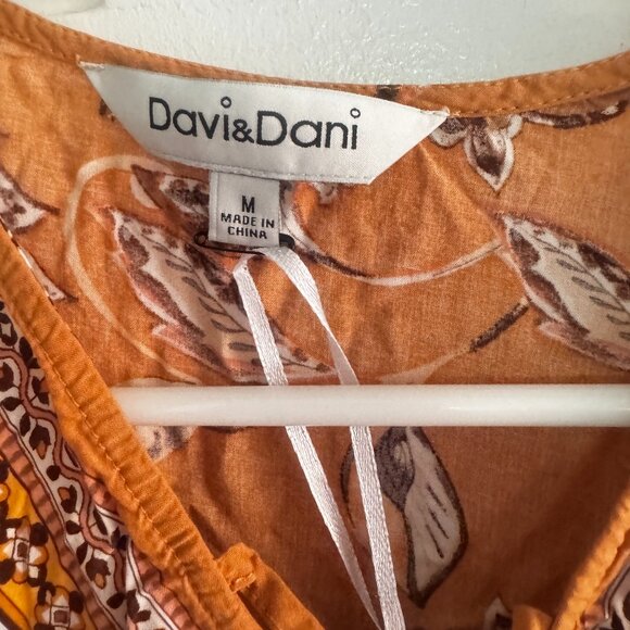 Davis Dani Size M womens Tunic Yellow Print - Picture 2 of 4